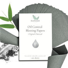 EcoFeminii Charcoal Oil Blotting Papers (100 Large Sheets) - Max Absorbency Sheets for Face & T-Zone, Instant Matte Shine Control