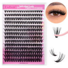 FADLASH 200Pcs Individual Cluster Lashes 40D 0.07mm D Curl 8-16mm Mix Tray DIY Eyelash Extensions Kit for Home Use - Natural Look, Long-Lasting Wear