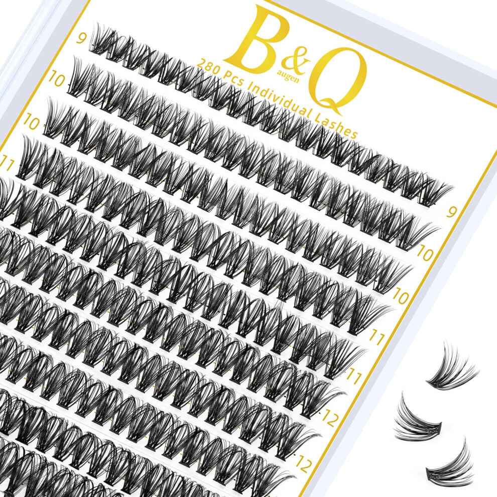 B&Qaugen 280Pcs Cluster Lashes D Curl 40D Mix 9-16Mm Lashes Individual Cluster Eyelashes Individual Lash Clusters Extensions Diy Lash At Home
