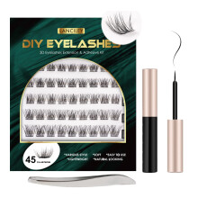 Lanciley Individual Lashes 45 Clusters Lashes DIY Eyelash Extension Kit at Home for Make-up Beginner False Eyelashes with Eyelash Glue Tweezers