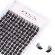 Cluster Lashes Extensions, 144Pcs Individual Clusters Lashes D Curl 14mm, Wide Stem Cluster Eyelashes Soft Natural False Eyelashes DIY Eyelash