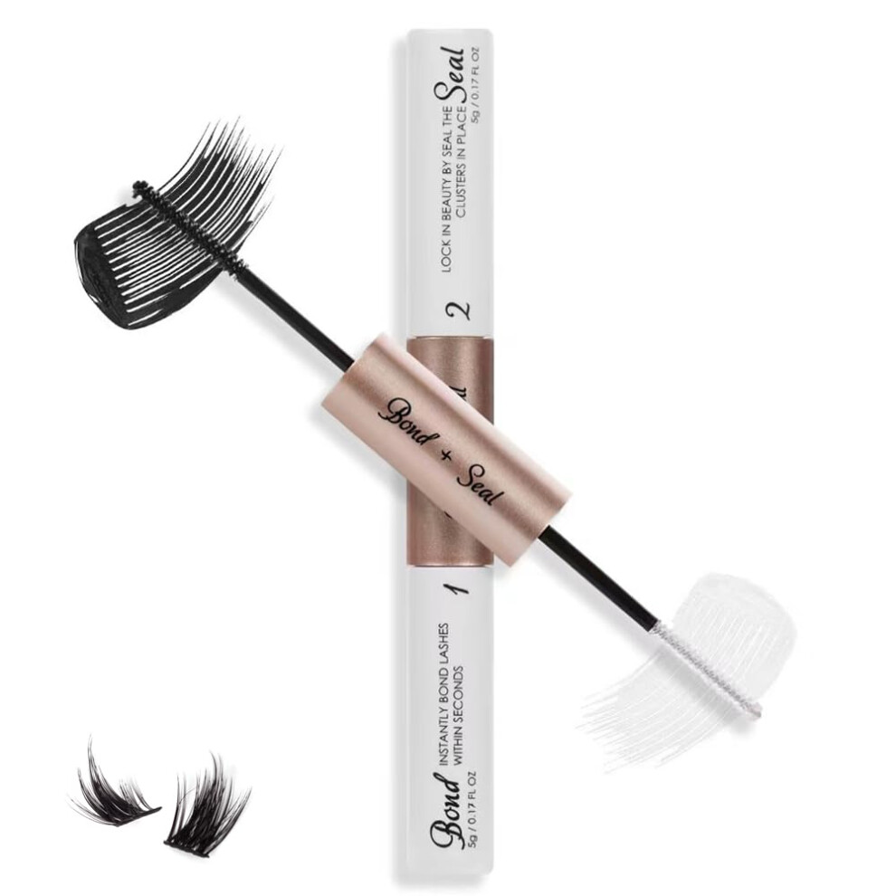 Fandiq Lash Bond And Seal, Cluster Lashes Glue Diy Eyelash Extensions, Individual Clusters, Strong Hold Waterproof Adhesive 72 Hours Long Lasting(2 In