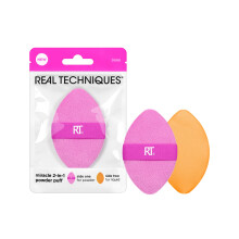 Real Techniques Miracle 2-In-1 Powder Puff, Dual-Sided, Full-Size Makeup Blending Puff, Reversible Elastic Band, Precision Tip Makeup Sponge and