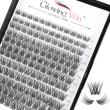 Glowing Win 144PCS Cluster Lashes Natural Look Wispy False Eyelashes Individual DIY Lash Extensions Transparent Band Eyelash Extensions At Home C D