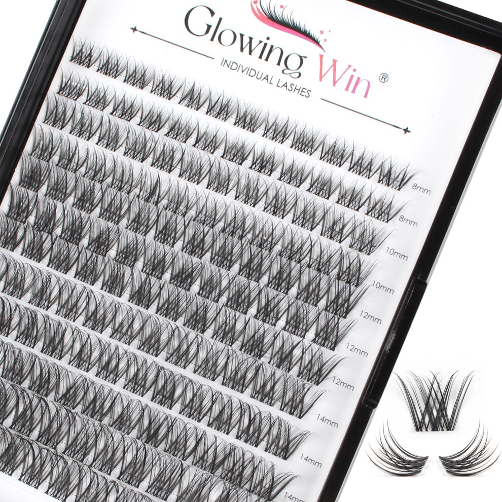 Glowing Win 144Pcs Cluster Lashes Natural Look Wispy False Eyelashes Individual Diy Lash Extensions Transparent Band Eyelash Extensions At Home C D