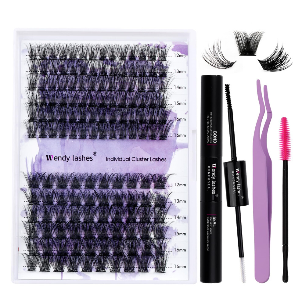 Wendy Lashes Individual Lashes D Curl Cluster Lashes Kit 12-16Mm C3/C9 0.07Mm Diy Lash Extensions Kit Individual Eyelash Clusters Kit Soft And Wispy Cluster