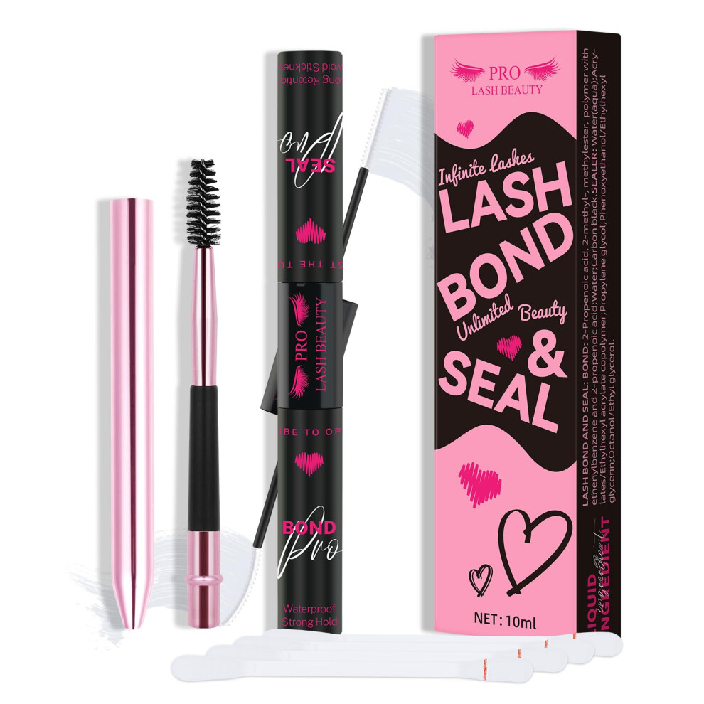 Pro Lashbeauty Pro Lash Bond And Seal Clear Cluster Lash Glue & Seal Waterproof Bond And Seal For Diy Eyelash Extensions Waterproof Strong Hold For 48 Hours