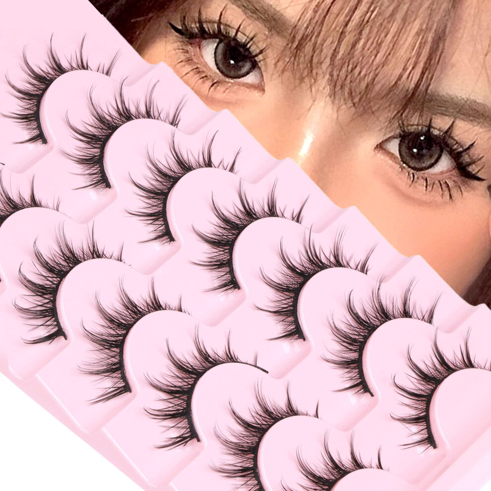 Eydevro Manga Lashes Natural Look Anime Lashes Wispy Faux Mink False Eyelashes Fluffy Spiky 3D Volume Eye Lashes Korean Japanese Asian Cosplay Fake Eyelashes