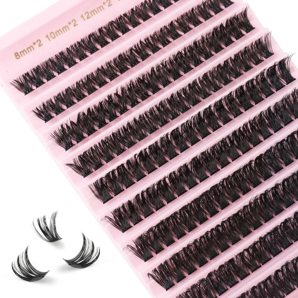 Glowing Win Individual Eyelashes Russian 80D Cluster Lashes 180Pcs Lash Clusters Diy Eyelash Extensions Reusable Volume False Lash Extensions Natural