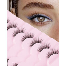 Onlyall Half Eyelashes Thin Black Band Corner Lashes 3/4 Natural Look End Half Lash Wispy Fake Eyelash Pack 7 Pairs C19(8MM-14MM)