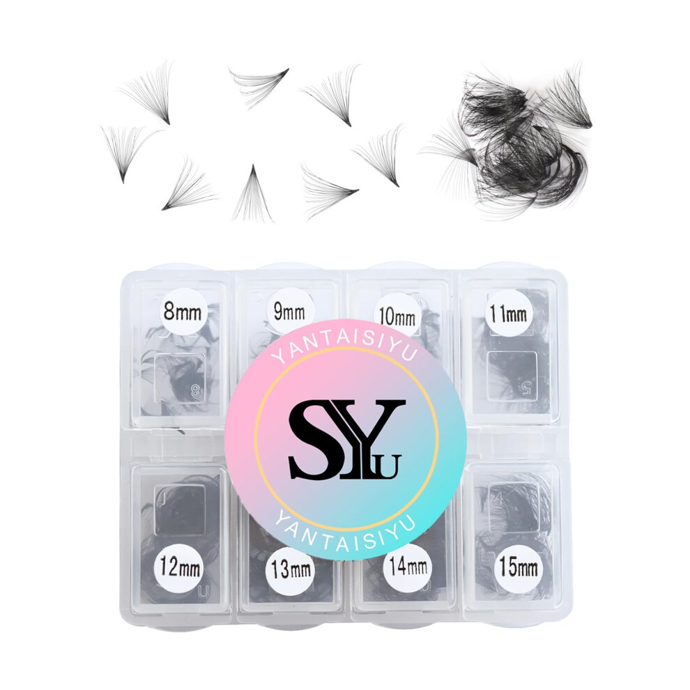 Yantaisiyu 600Pcs Eyelash Extension Single Eyelashes 20D Easy Fan Volume Lash Extensions Mix 8-15Mm Premade Eyelashes Extensions Fans D Curl (20D-0.05-D-8-15Mm)