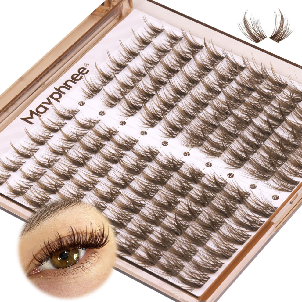 Mavphnee Brown/Dark Lash Clusters Wispy Eyelash Extensions Lash Extensions 10-16Mm Diy At Home Cc Curl Eyelash Clusters Natural Spiky Lash Individuals