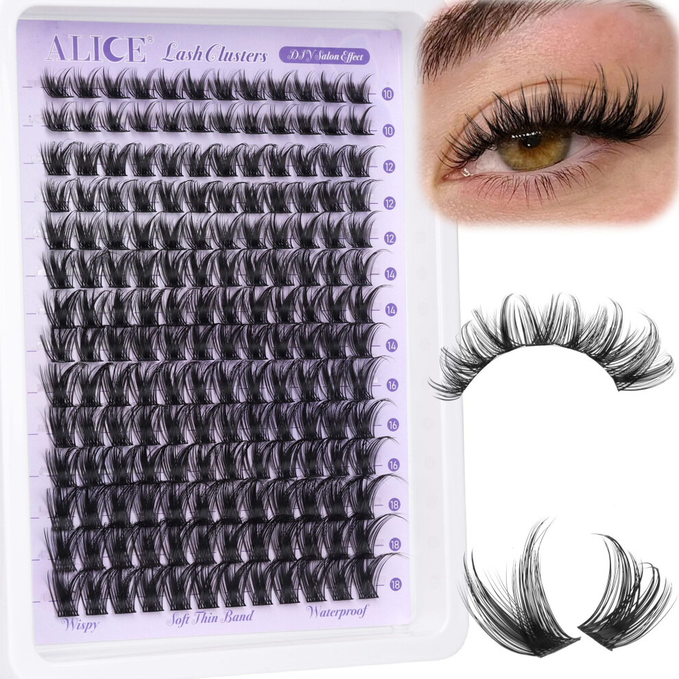 Alice Cluster Lashes Wispy Individual Eyelashes Cluster Eyelash Extensions 168Pcs Fluffy 10-18Mm Waterproof Natural Lash Extension Diy Cluster Lashes