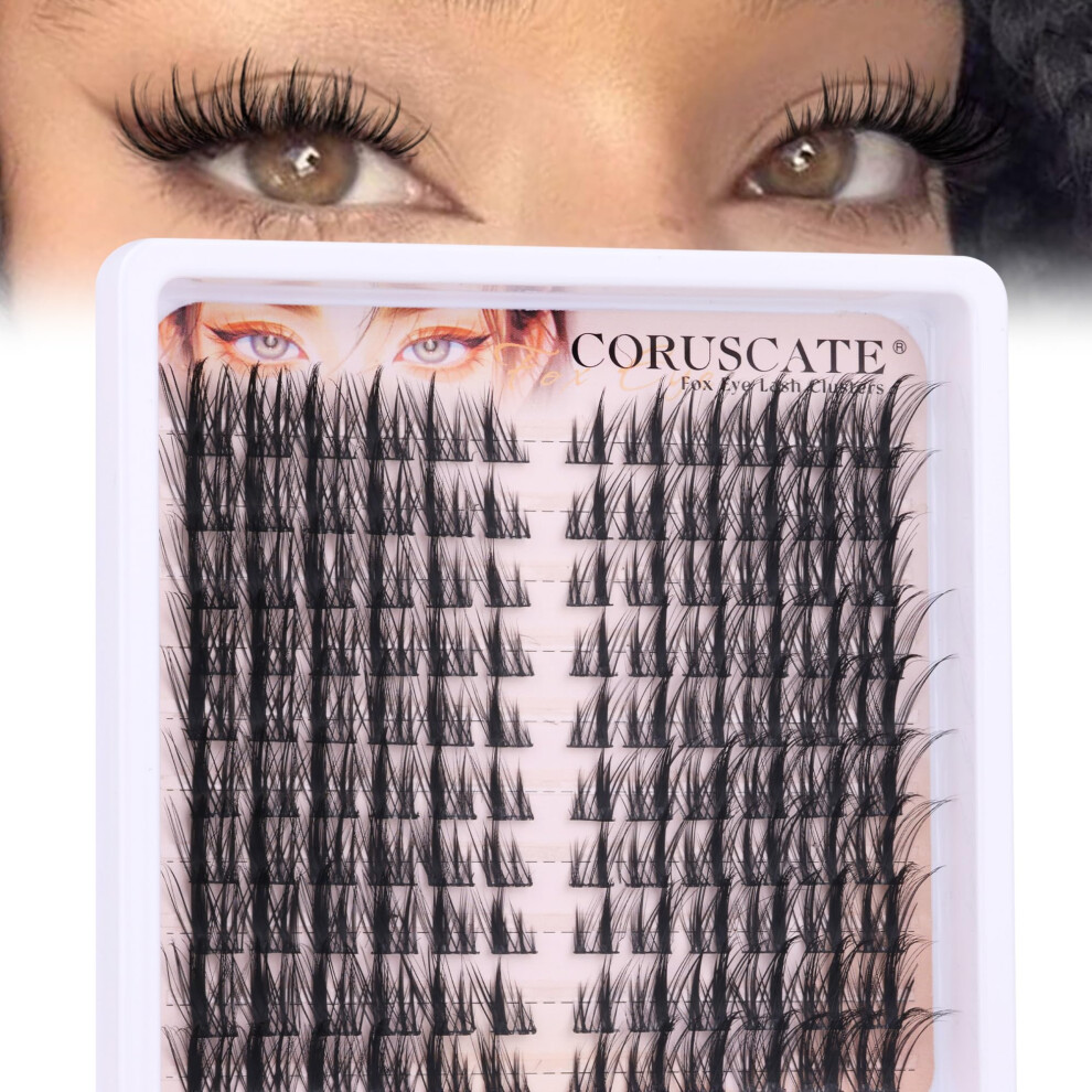 Coruscate Natural Individual Eyelashes Manga Cluster Lashes Individual Cluster, Anime Eyelash Clusters Cat Eye Lashes Wispy 120Pcs 3D Volume Diy Lash Extension