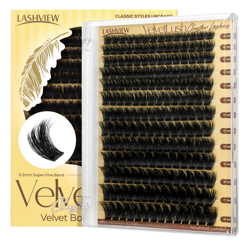 Lashview Lash Clusters, Volume Lash Clusters 9-18Mm Mix Fluffy Lash Extension D Curl Lashes Individual Cluster Diy Clusters Lashes Extension At Home