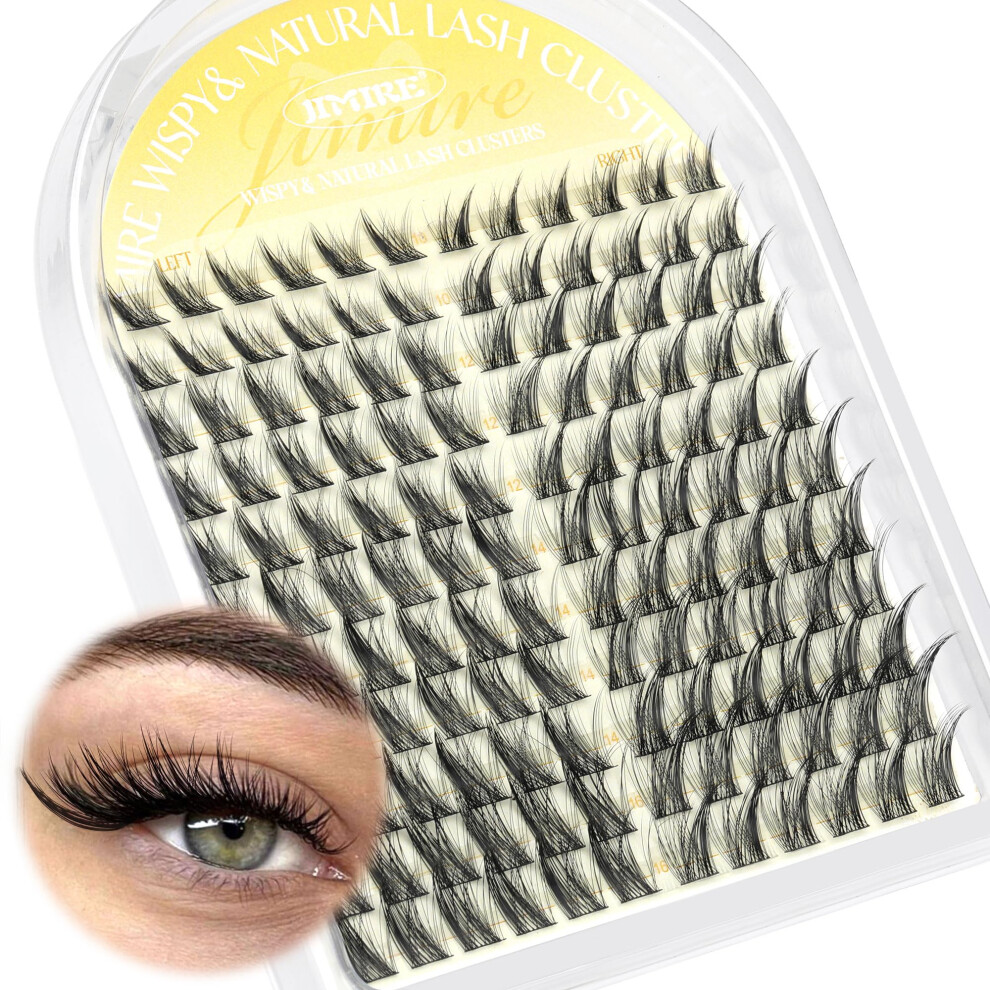 Jimire Cat Eye Natural Lash Clusters Wispy Eyelash Clusters 10-16Mm Cluster Eyelash Extensions Left Right Diy Lash Extension Soft D-Curly Fox Eye Lashes