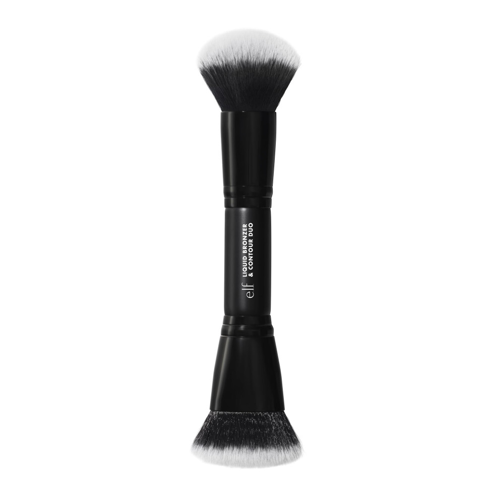 E.l.f. Camo Liquid Bronzer & Contour Duo Brush, Double Sided Face Makeup Brush, For A Defined Sun-Kissed Complexion, Synthetic Bristles, Vegan &