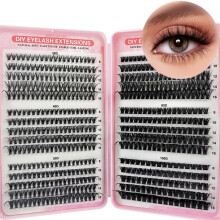 KEYRI 580 Pieces Individual Eyelashes 30-40-50-60-80-100D Cluster Lashes Kit DIY Eye Lashes Fluffy Russian Eyelashes Extensions Curly Durable Eyelash