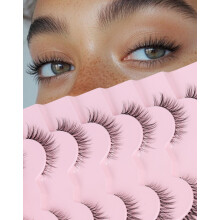 Onlyall Short Natural Evelashes Fake clear Band Lashes False Eyelash Wispy Lash Soft Natural Look 12mm Eye Lashes H24
