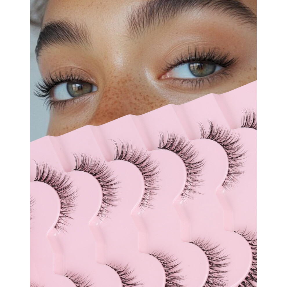 Onlyall Short Natural Evelashes Fake Clear Band Lashes False Eyelash Wispy Lash Soft Natural Look 12Mm Eye Lashes H24