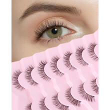 Onlyall Natural Eyelashes Wispy Lashes Clear Band Natural Looking False Eyelash C Curl Lash Fake13mm H6