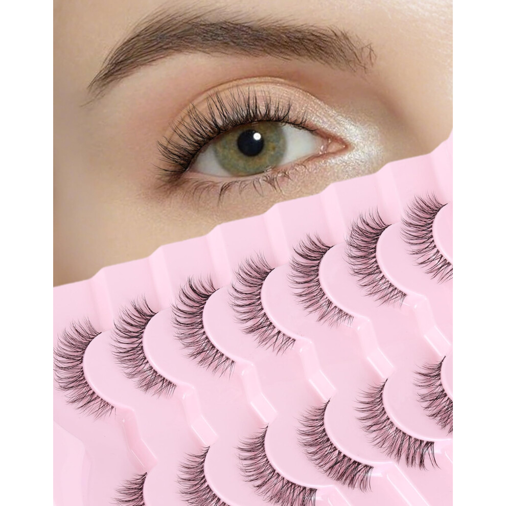 Onlyall Natural Eyelashes Wispy Lashes Clear Band Natural Looking False Eyelash C Curl Lash Fake13mm H6
