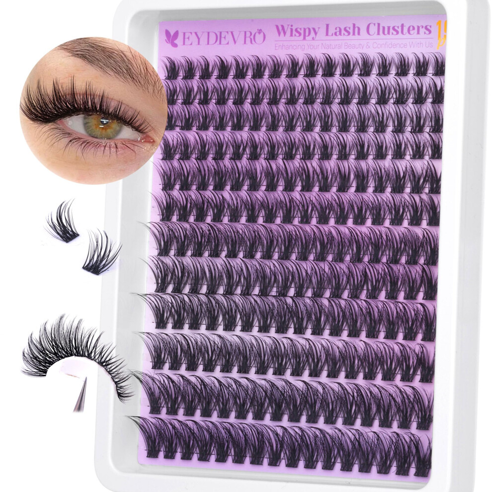 Eydevro Wispy Cluster Lashes Natural Lashes Individual Cluster 9-18Mm 192 Pcs Lash Clusters Cd Curl Eyelash Clusters Individual Eyelashes Reusable