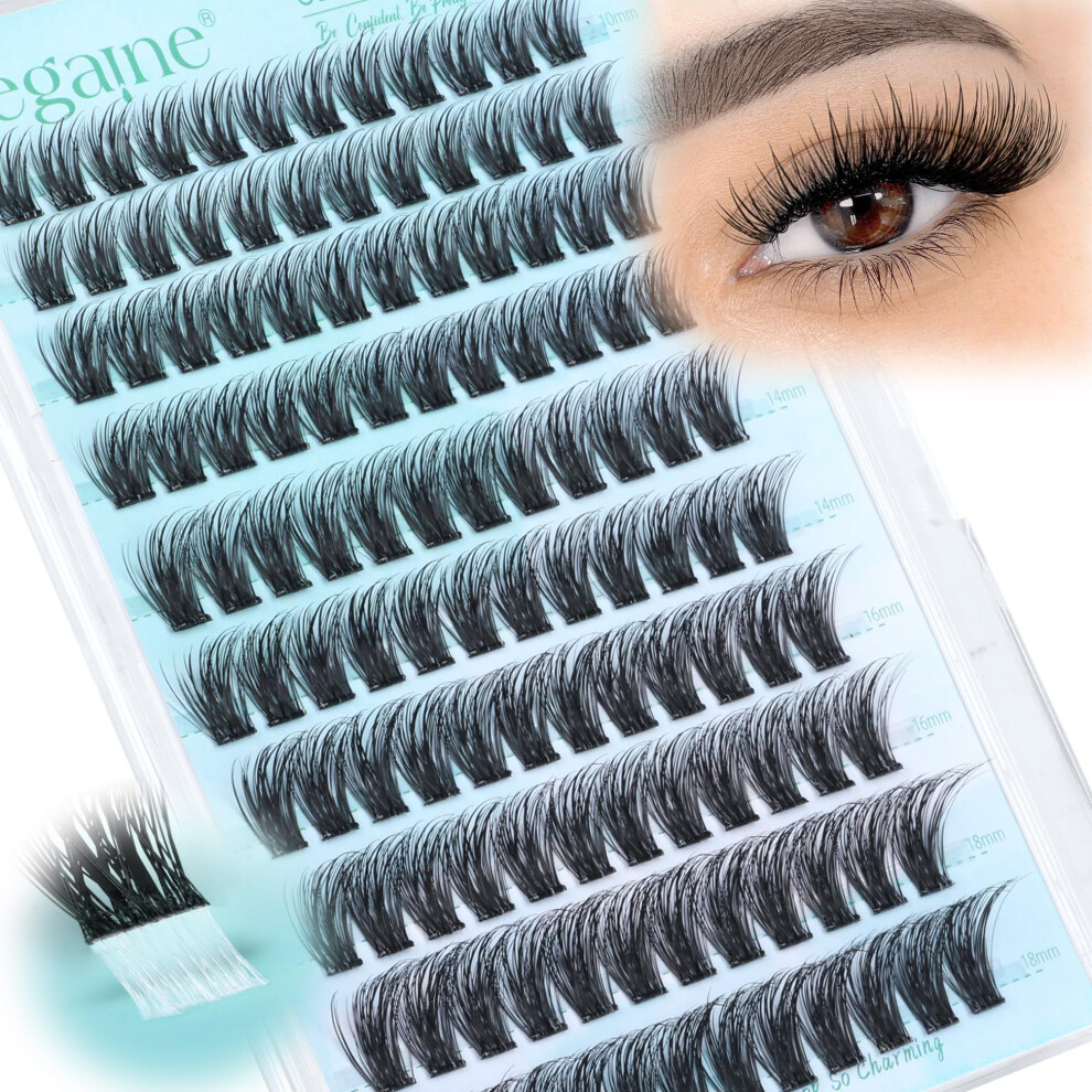 Zegaine Wispy Self Adhesive Eyelashes Natural Self Adhesive Lash Clusters With Spikes D-Curly Pre Glued Lashes Reusable Glueless Lashes Salon-Level Cluster