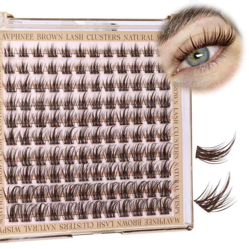 Mavphnee Brown/Dark Lash Clusters Wispy Eyelash Individual Lashes Spikes Diy Lash Extensions Cluster Lashes Natural Cluster Eyelash Extensions C-Curly