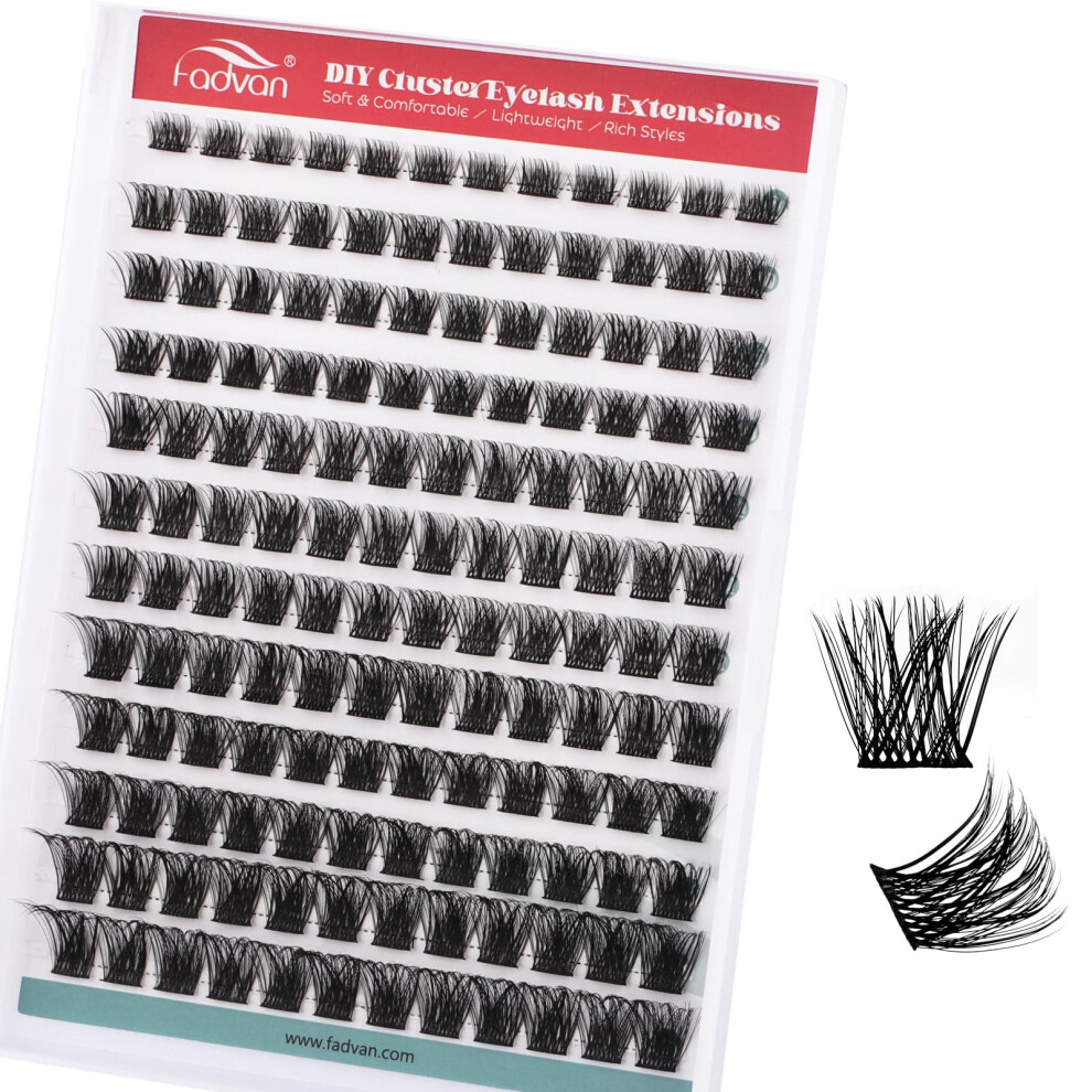 Fadvan Individual Eyelashes Lash Clusters Kit D Curl Eyelashes Individual Kit Natural Lash Extension Kit With Russian Cluster Mix 8-16Mm?C09?
