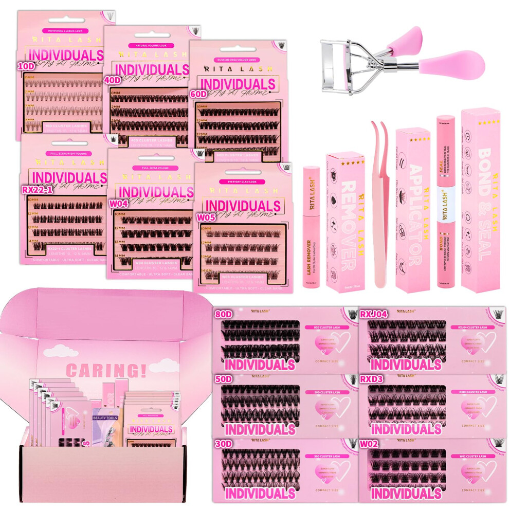 Ritalash Lash Clusters Kit Lashes Clusters 12 Boxes Cluster Lashes Soft Eyelash Extensions Wispy Eyelash Cluster With Lash Bond And