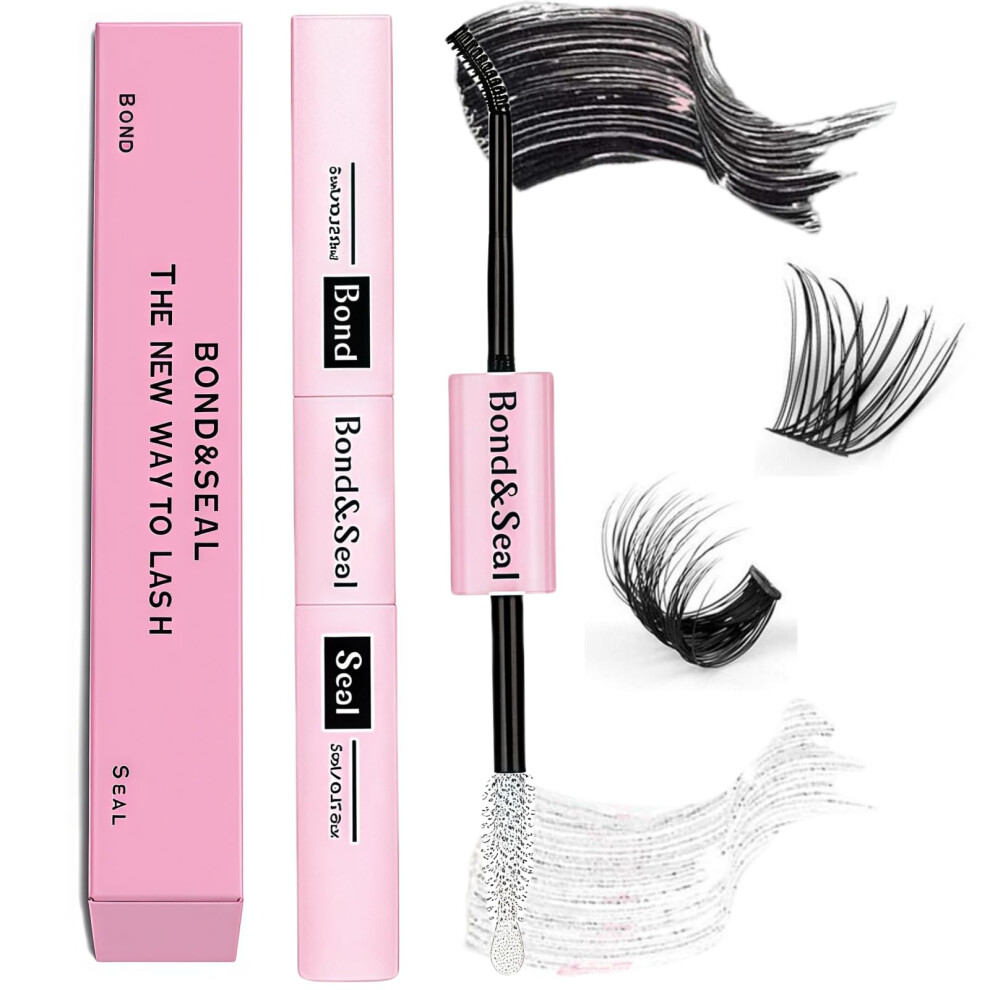Songmart 2-In-1 Lash Bond & Seal, Strong Hold Cluster Lashes Glue Bond And Seal - Waterproof Eyelash Glue For Diy Individual-Eyelash Extensions - Latex-Based