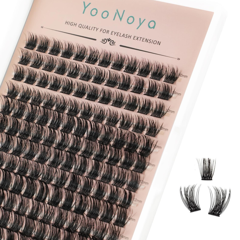 Yoonoya Lash Clusters 144 Pcs 10-14Mm Mix Volume Lashes Eyelash Clusters D Curl Cluster Eyelash Extensions Natural Wispy Cluster Lashes Reusable