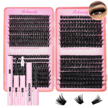 Selawasty DIY Individual Lashes Kit 60+100+120+150D Extensions Lash Clusters Lash Bond And Seal Lash Remover For Eyelashes Extension For Eyelashes