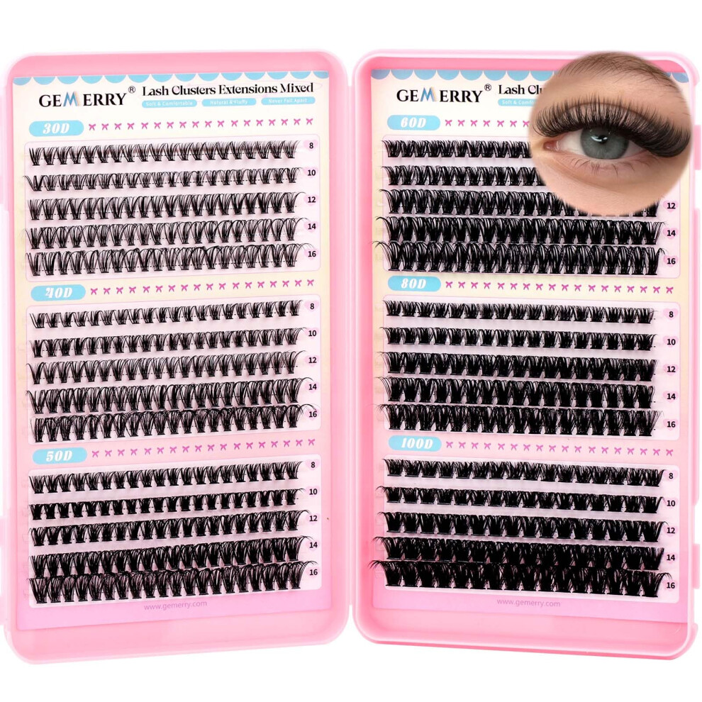 Photos - False Eyelashes GEMEERY Cluster Lashes 30-40-50-60-80-100D Individual Eyelashes DIY Eye Lashes Fluffy Russian Eyelashes Extensions D Curl Du
