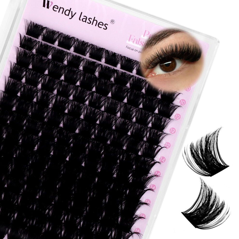 Wendy Lashes Cluster Eyelashes Extensions 200D Natural Individual Eyelashes D-Curl 10-18Mm Mixed Soft Eyelash Clusters Lashes Reusable Diy