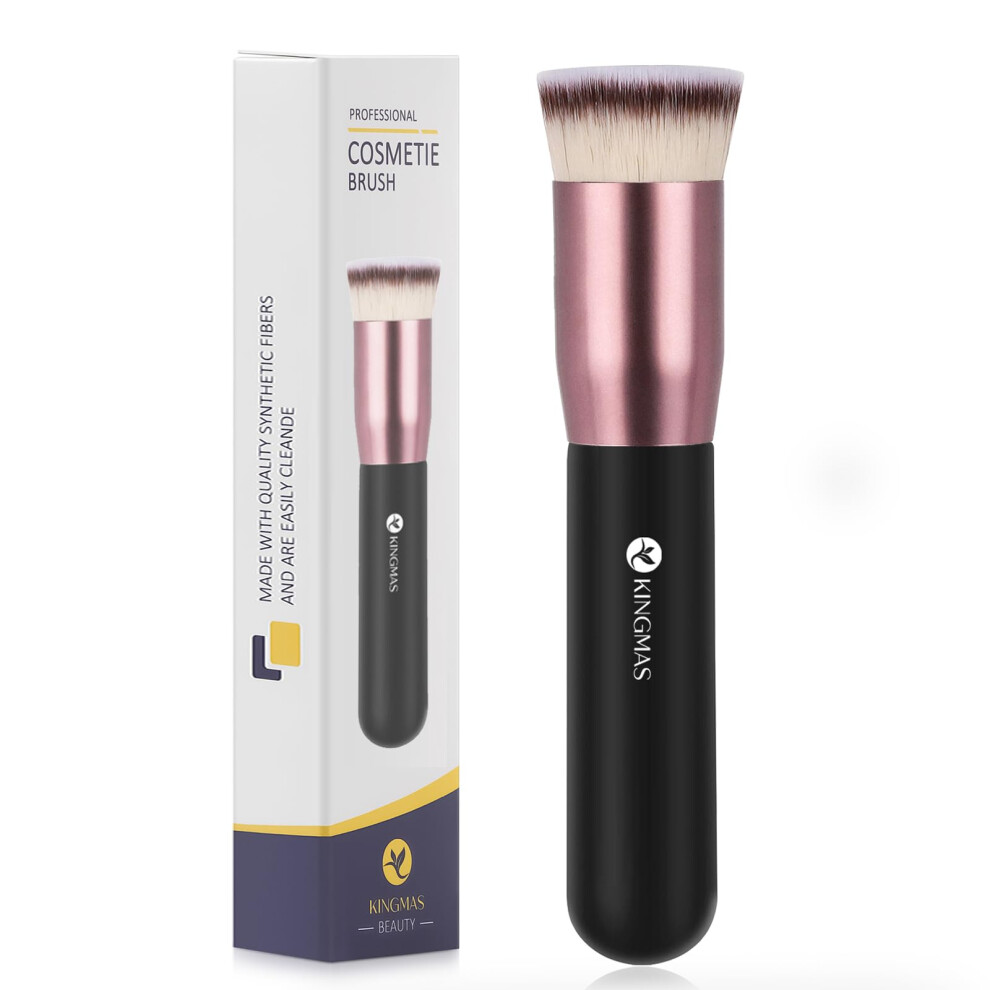 Kingmas Cream Flat Top Foundation Brush, Premium Kabuki Makeup Brush For Liquid, Blending, Powder,Blush Buffing Stippling Face Makeup Tools