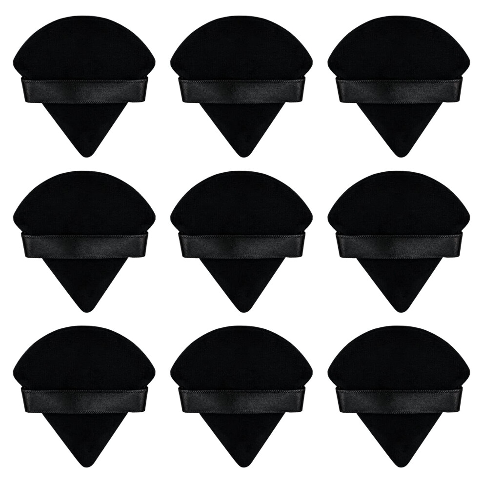 Flytianmy Black 9Pcs Triangle Powder Puffs, Face Makeup Puff For Body Loose Powder Beauty Makeup Tool