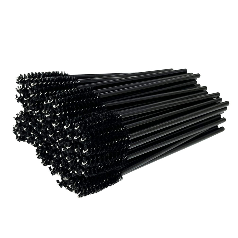 Haobase Black 100Pcs Disposable Eyelash Brushes Mascara Wands Eyebrow Brush Makeup Brush Tool (Black)