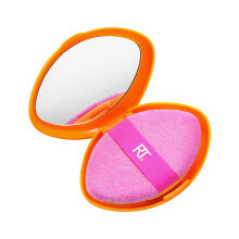 Real Techniques Miracle 2-In-1 Powder Puff + Travel Case, Dual-Sided Makeup Blending Puff, Elastic Band, Precision Makeup Sponge and Powder Puff, For