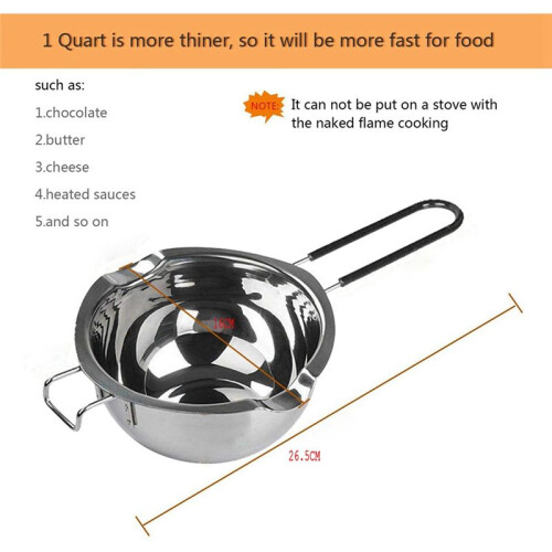 6-Pack Stainless Steel Double Boiler, Heat-Resistant Handle 2 Cup Capacity, Universal Pad 1