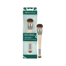 EcoTools Blend + Conceal Dual-Ended Makeup Brush, Foundation & Concealer Brush for Liquid & Cream, Synthetic Bristles, Vegan & Cruelty-Free, Travel &