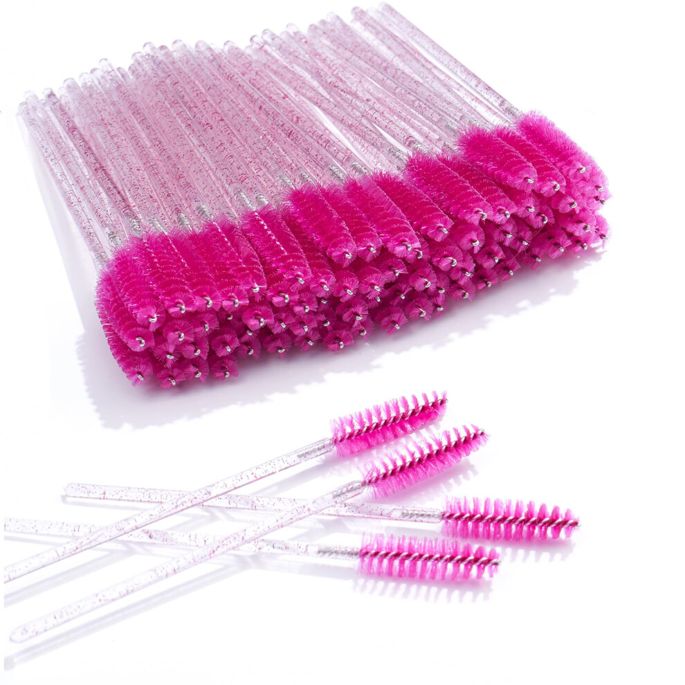 Deciniee 300Pcs Disposable Eyelash Brushes - Crystal Mascara Wands - Eyelash Spoolies & Eyebrow Brushes - Makeup Applicators For Lash & Brow Grooming - Castor