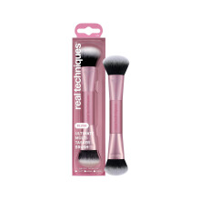 Real Techniques Ultimate Multi Tasker Brush, Dual-Ended Makeup Brush for Foundation, Blush Bronzer & Powder, Precision Sculpting & Blending,