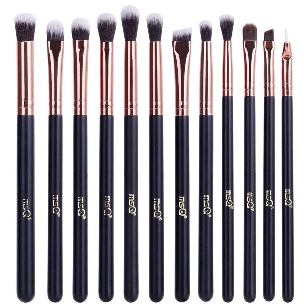Msq 12Pcs Eye Makeup Brush Set Pro Eyeshadow Makeup Brushes Set Premium Synthetic Eyeshadow Brushes For Concealer Eyebrow Eyeliner Eyeshadow Blending