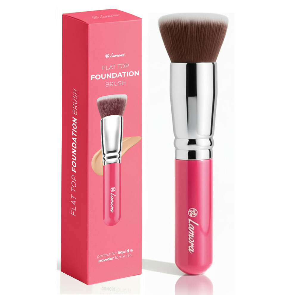 Lamora Cream Make Up Brush Foundation Kabuki Flat Top - Perfect For Blending Liquid, Or Flawless Powder Cosmetics - Buffing, Stippling, Concealer - Premium