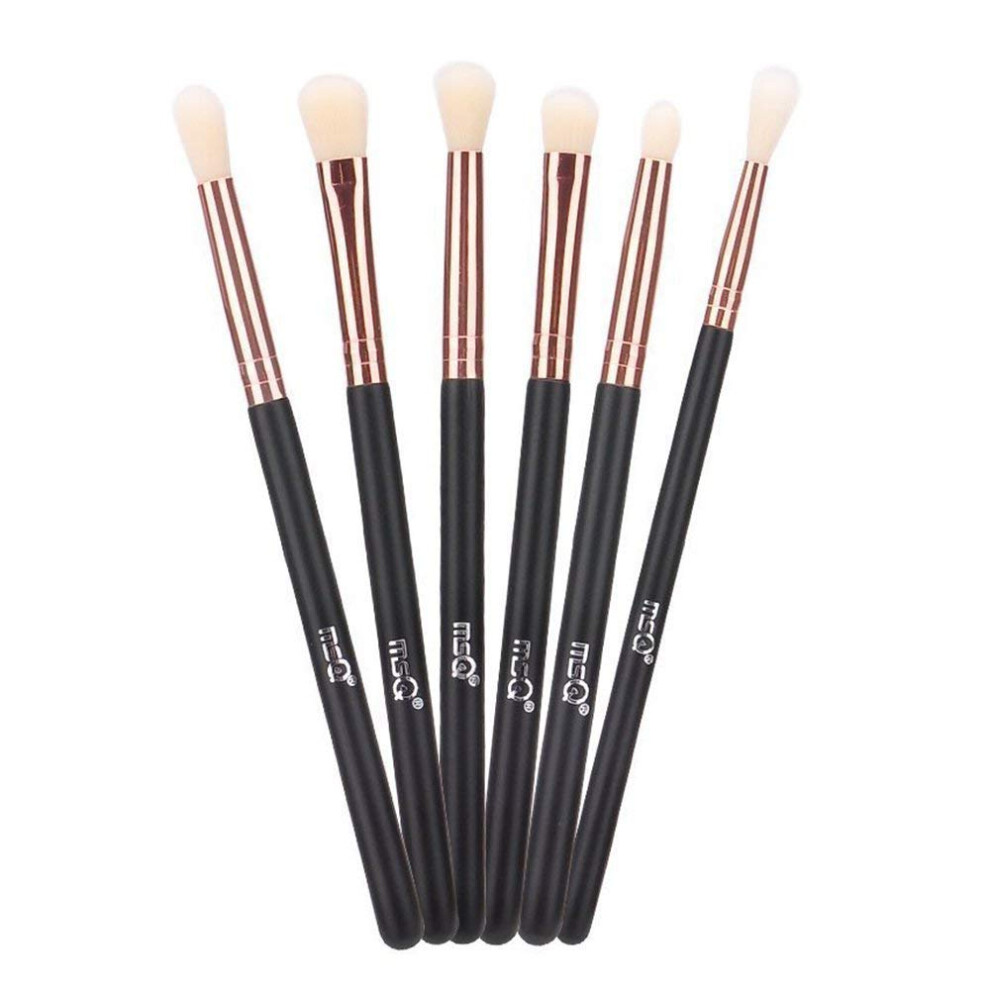 Msq Gold 6Pcs Eyeshadow Brushes Eye Makeup Brushes Set Synthetic Hairs, Wooden Handle For Eyeshadow, Blending, Concealer Rose
