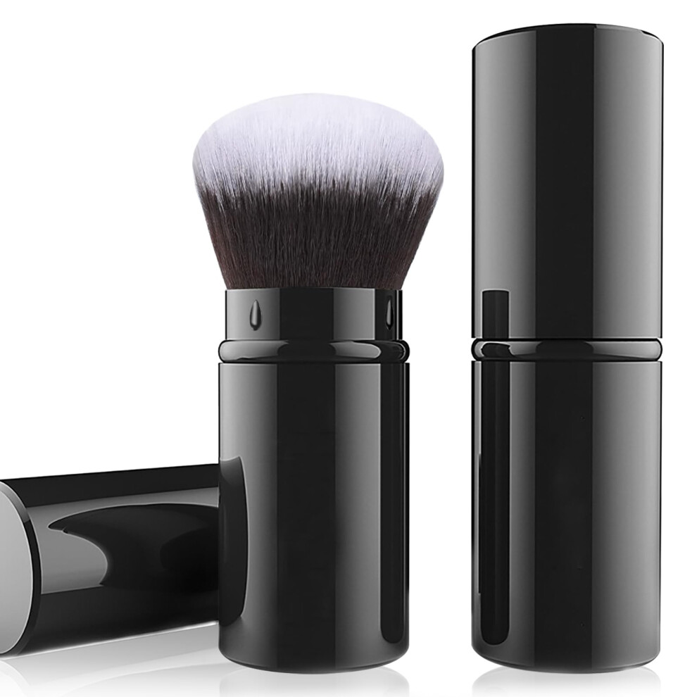 Falliny Cream Retractable Airbrush Kabuki Brush, Travel Powder Foundation Professional Blush Makeup Brushes With Aluminum Handle For Liquid,