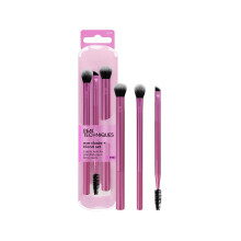 Real Techniques Eye Shade and Blend Makeup Brush Trio, For Eyeshadow and Liner, Makeup Tools for Shaping and Grooming Brows, Defined Makeup Look,