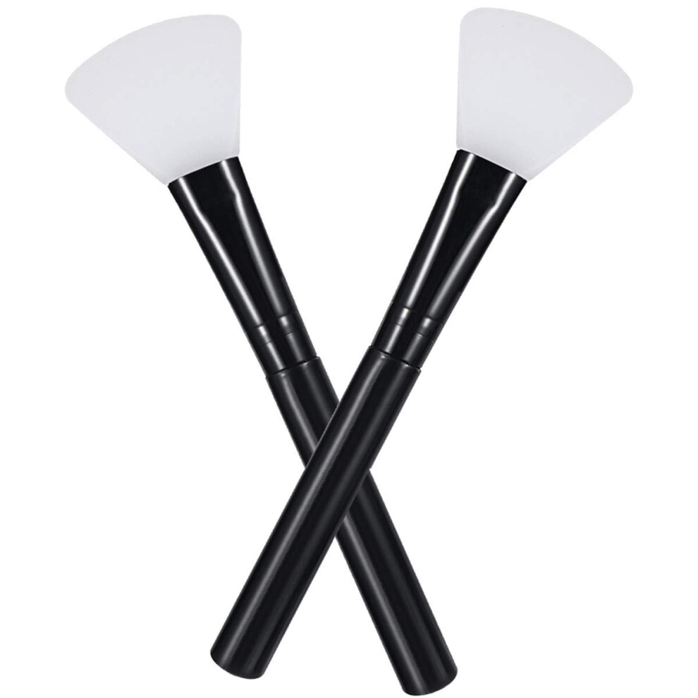 Happiton Face Mask Brush Silicone 2Pcs Flexible Facial Mud Applicator, Hairless Moisturizers Tools, Wood Handle For Clay, Charcoal Mixed Masks